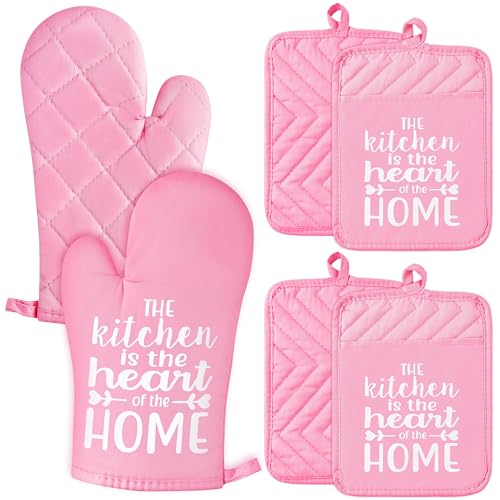 6 Pcs Christmas Oven Mitts Pot Holders Red K30307