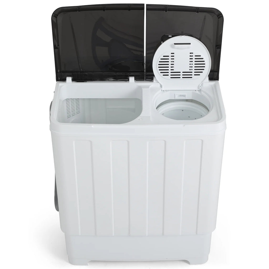 Portable 30LBS Twin Tub Mini Compact Laundry Washer Spinner Combo White Gray S15363
