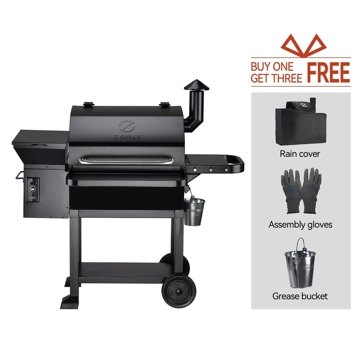 Wood Pellet Grill and Smoker 8-in-1 BBQ Black M3975