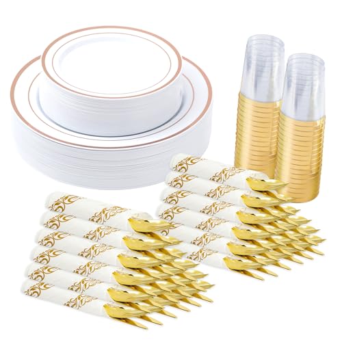 Gold Disposable Plastic Dinnerware Set of 50 G147016