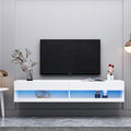 Wall Mounted Floating 80" TV Stand with 20 Color LEDs White I571