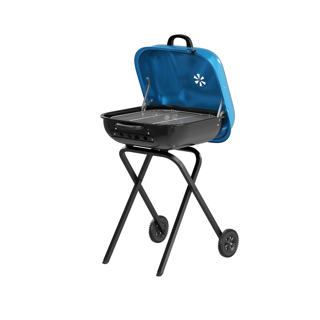 Portable Steel Charcoal Grill in Blue A353