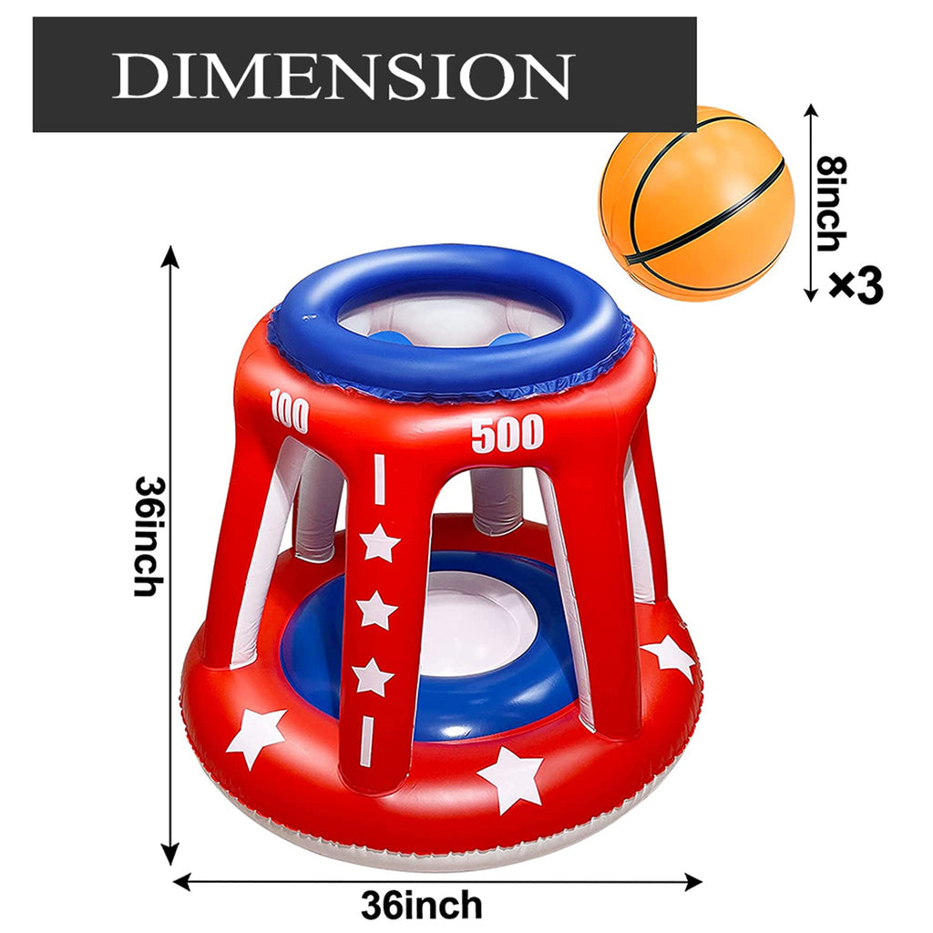 Giant Inflatable Pool Basketball Hoop with 3 Balls 6 Score Hole F89797
