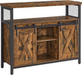 Buffet Sideboard Storage Cabinet with Adjustable Shelf and Sliding Barn Door D473