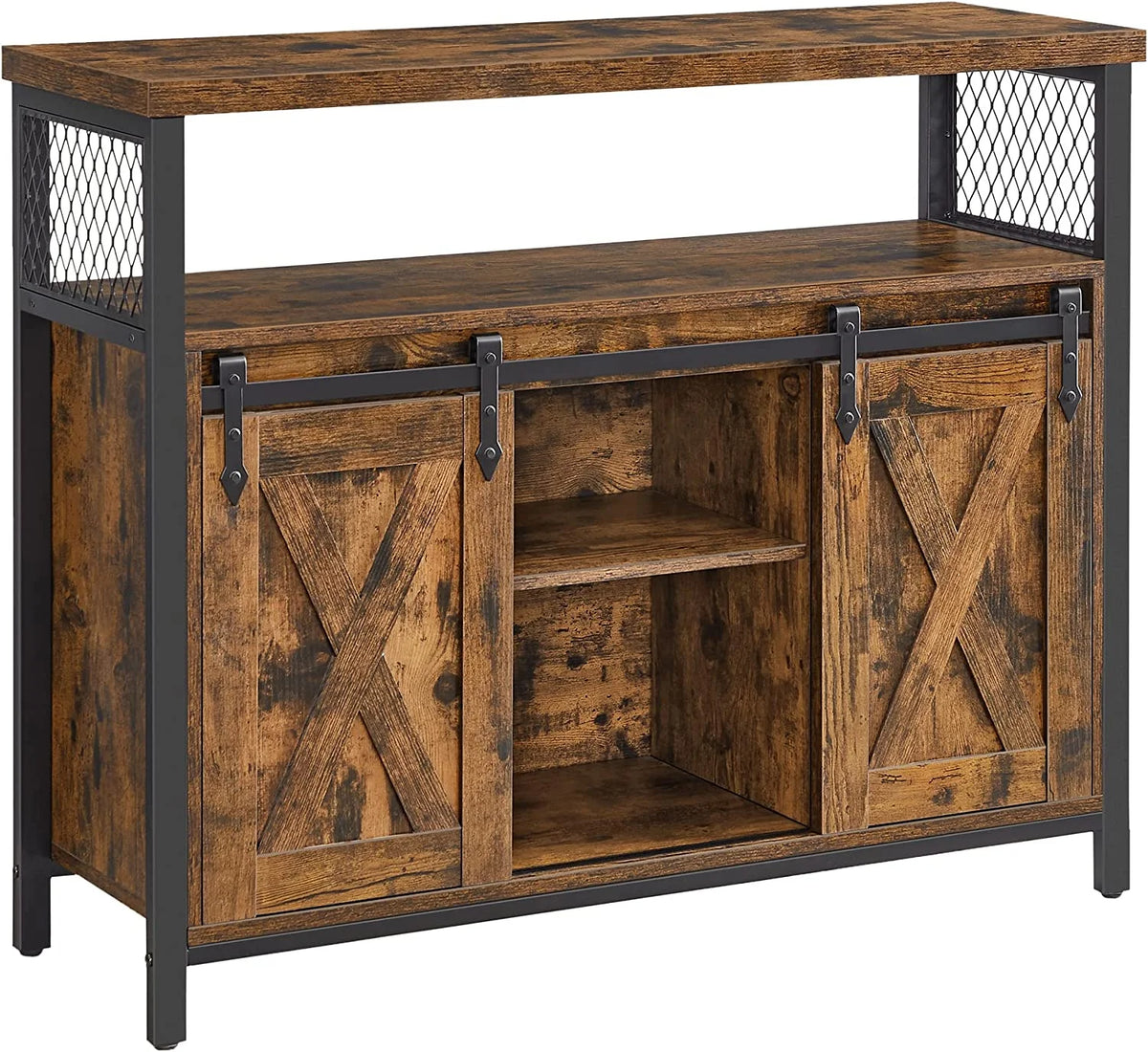 Buffet Sideboard Storage Cabinet with Adjustable Shelf and Sliding Barn Door D473