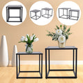 2Pcs Modern Square Metal Coffee Table Side Table End Table Matt Black K93737