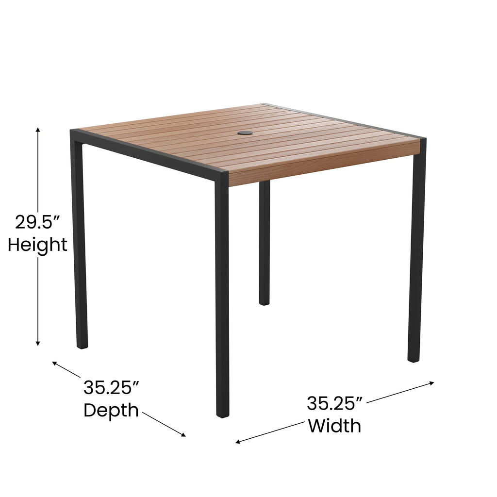 35" Square All-Weather Faux Teak Patio Dining Table F751