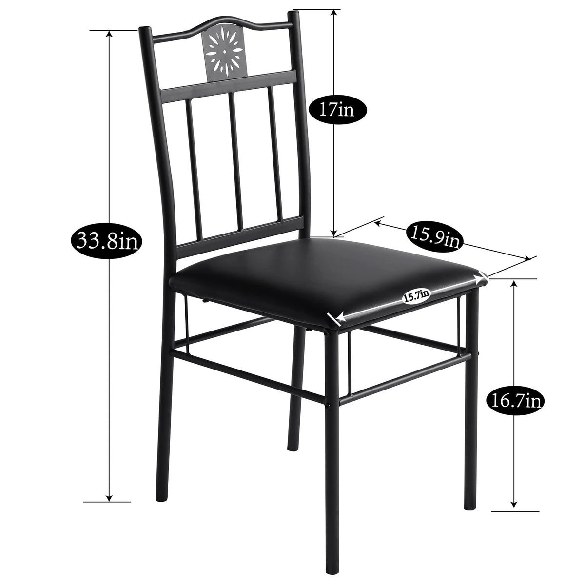 3-Piece Dining Table Set with 2 Black Chairs S8278