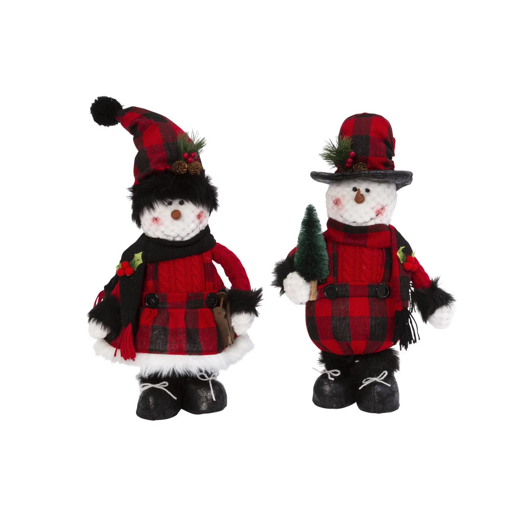 Set of 2 Plush Holiday Standing Snowman Figures V2853