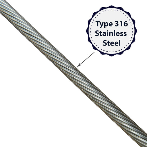 1/8 x 1000&, 1x19, Type 316 Stainless Steel Cable Reel L527