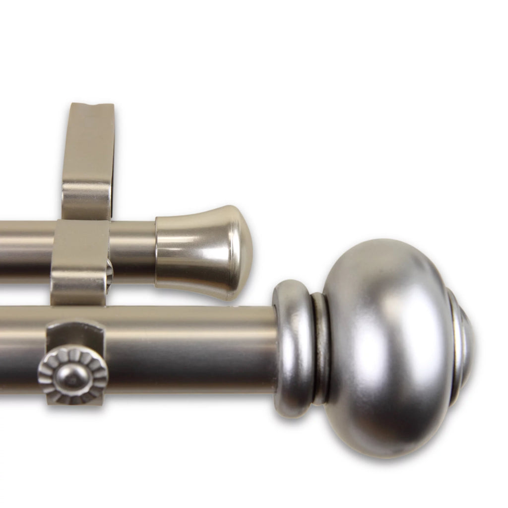 1 in. Double Curtain Rod with 28 to 48 in. Extension, Satin Nickel E907079