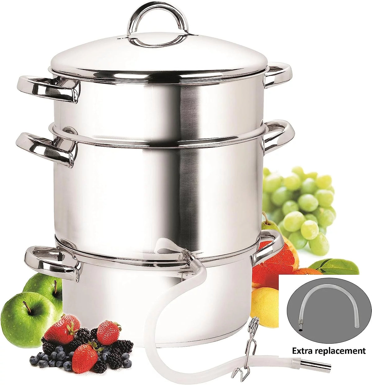 11-Quart Stainless Steel Canning Steamer Pot with Strainer and Lid H911196