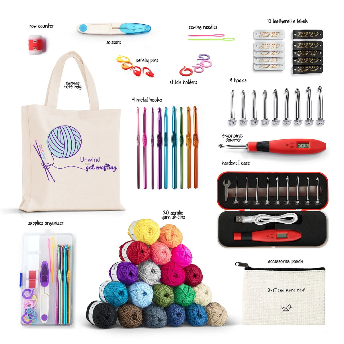 Mini Crochet Set Kit With Yarn And Crochet Hook Set 68pc V44693