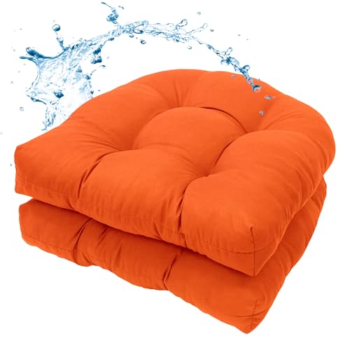 Water-Repellent Outdoor Chair Cushions Set of 2, 19”X19” Tufted Seat Cushions E317989