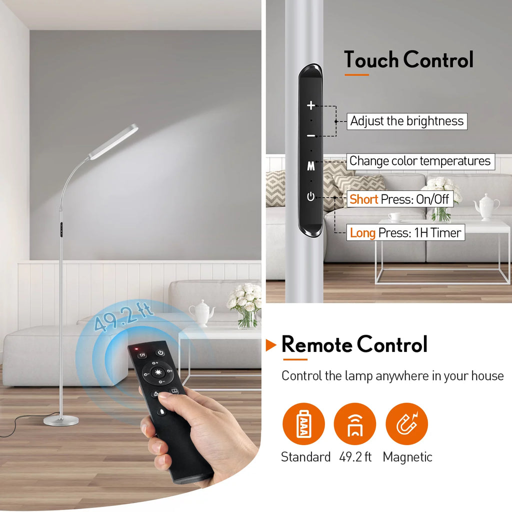 LED Floor Lamp with Remote Touch Control Adjustable Standing Light 4 Color Temperature A71910