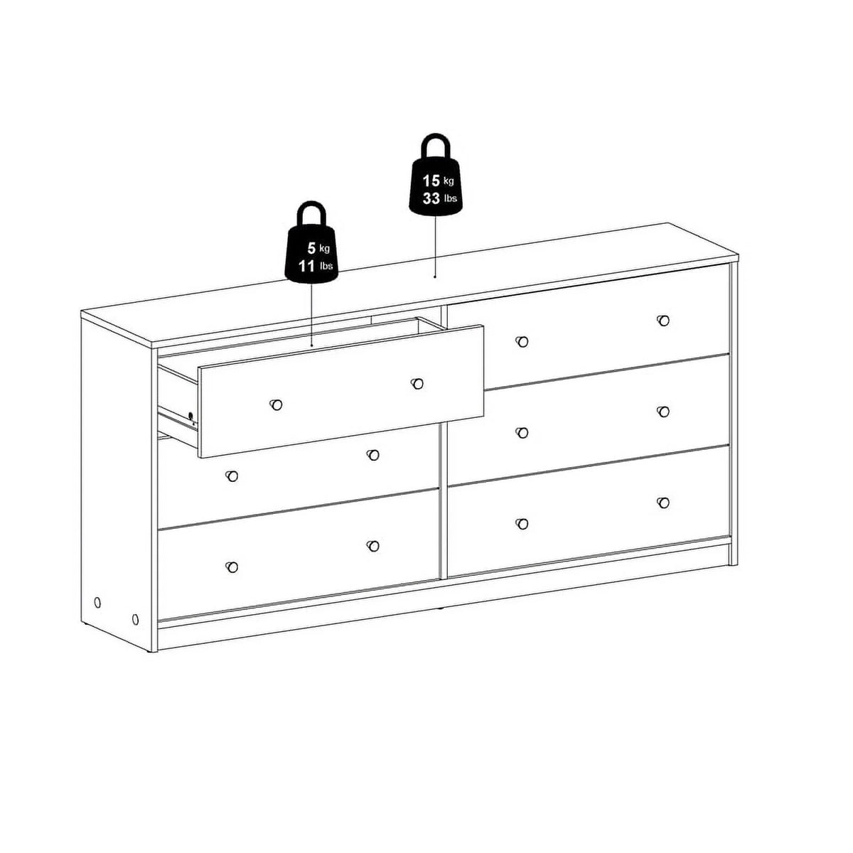 Engineered Wood 6 Drawer Double Dresser Z72488