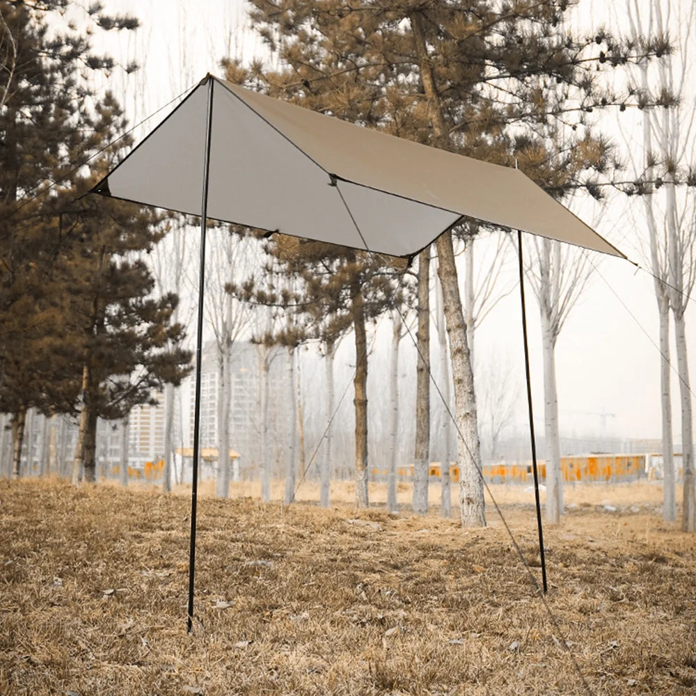 Camping Awning Tarp with Poles Waterproof Sun Shade F377