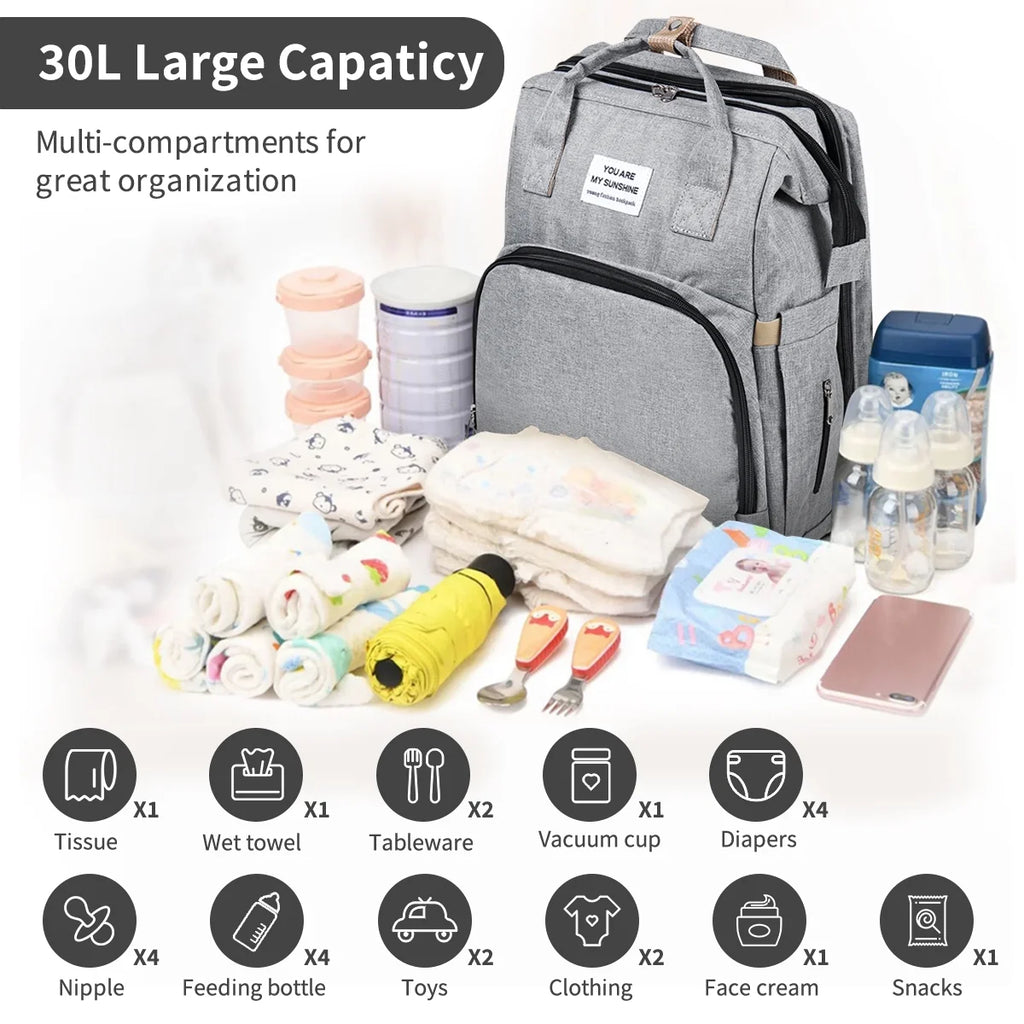 3 in 1 Waterproof Diaper Bag Backpack with Changing Pad T80012