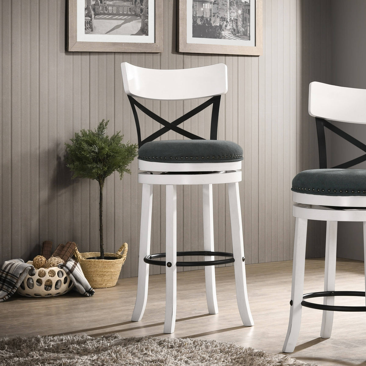 Set of 2 Swivel Barstools M389