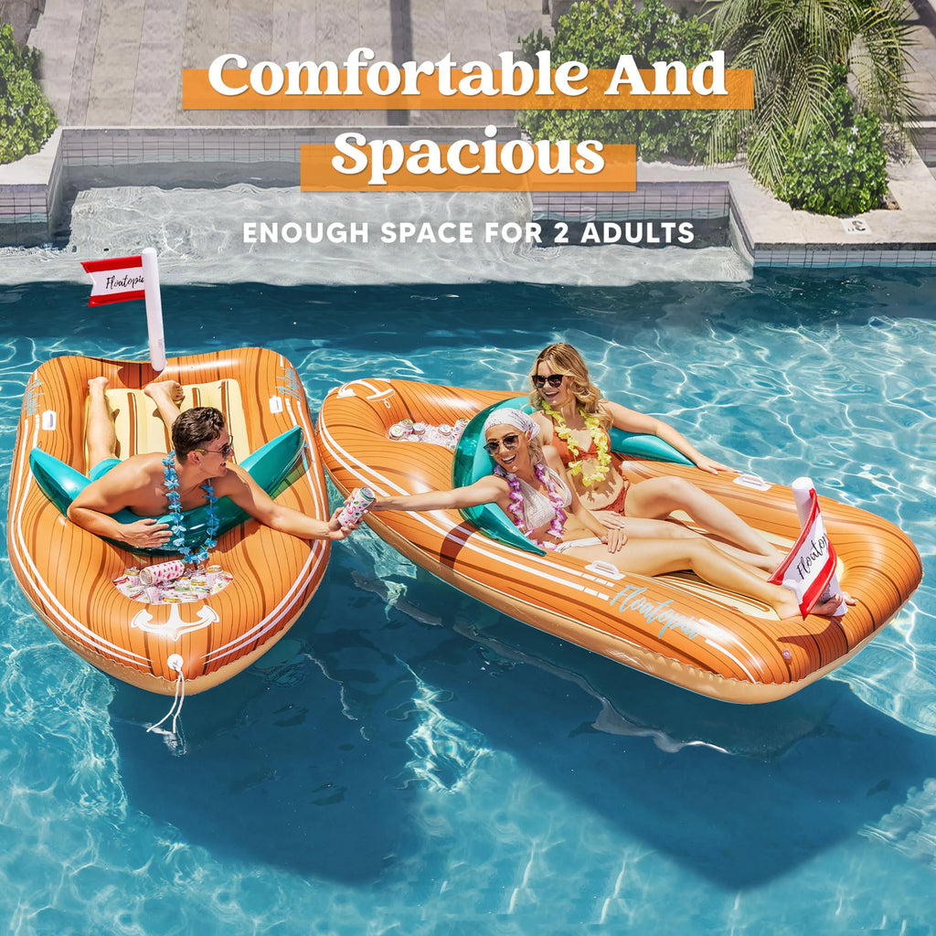 8 ft Inflatable Boat Pool Float with Reinforced Cooler V1769