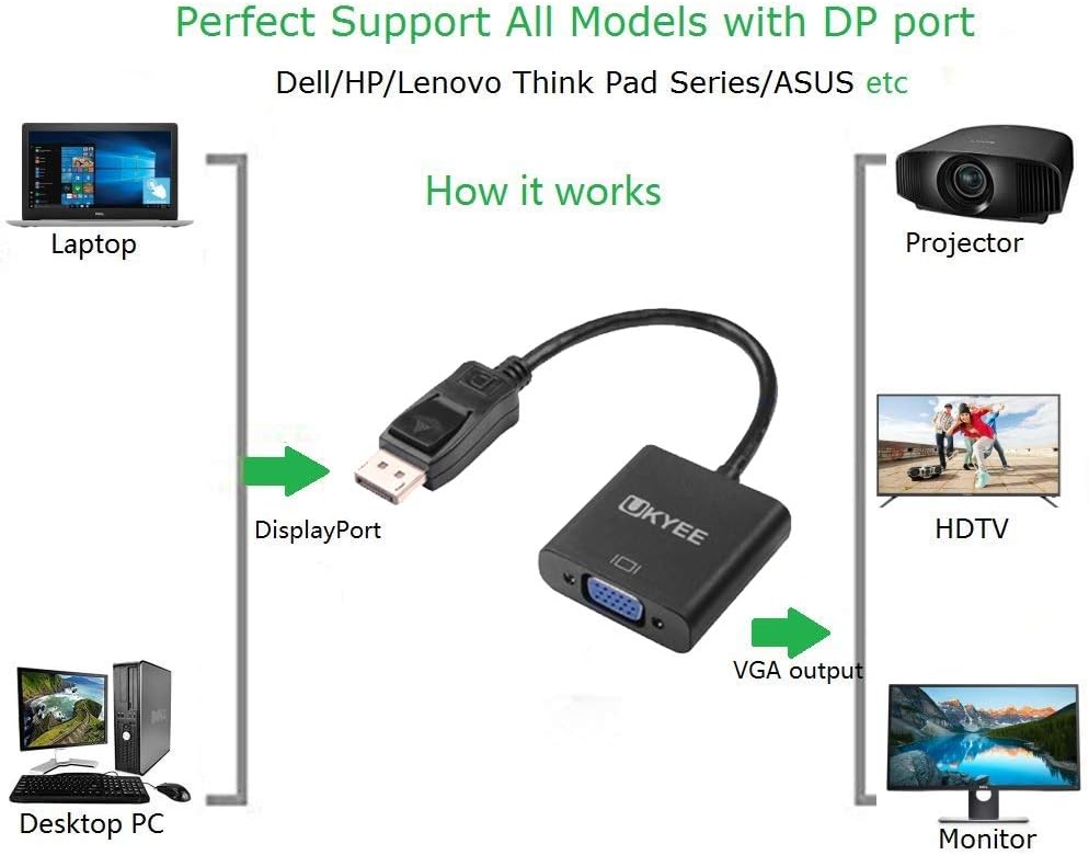 DisplayPort to VGA Adapter 10-Pack, Male to Female Converter Cable L4241