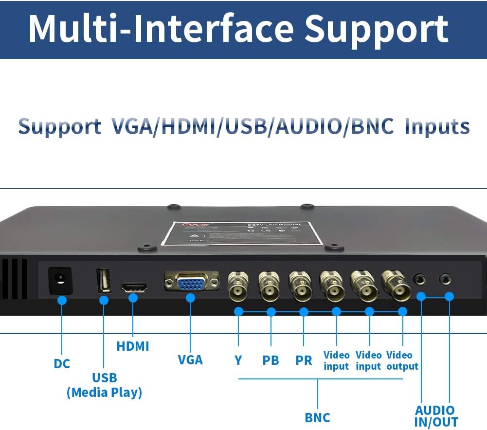 19.5 16:9 1600x900 TFT LCD CCTV Monitor with BNC VGA HDMI G543