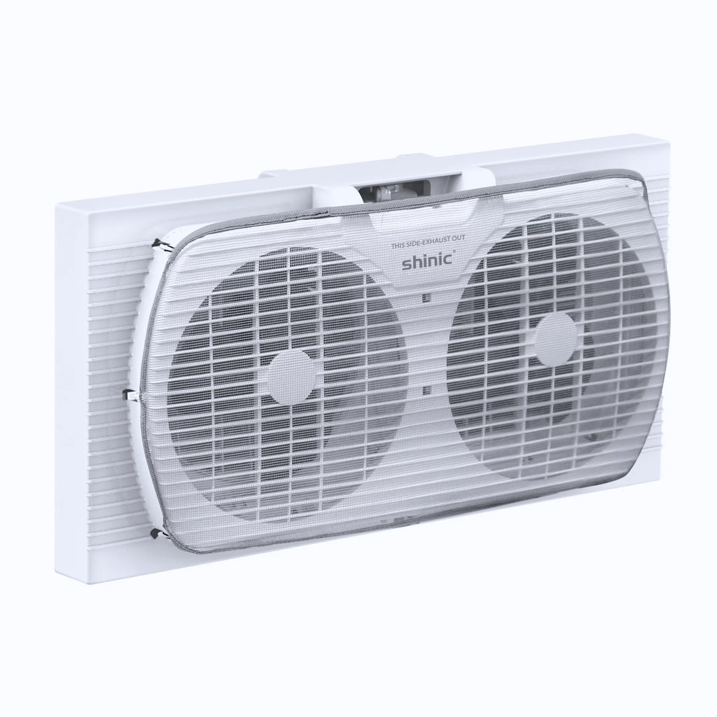 9 3-Speed Twin Window Fan with Removable Bug Screen, White E6926