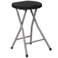 Foldable Stool with Plastic Seat and Titanium Frame Black V11633