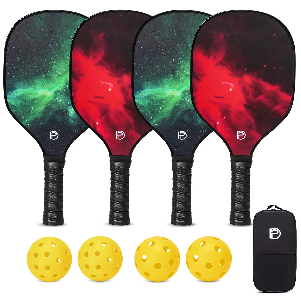 Set of 4 Wooden Pickleball Paddles with Balls and Bag F323
