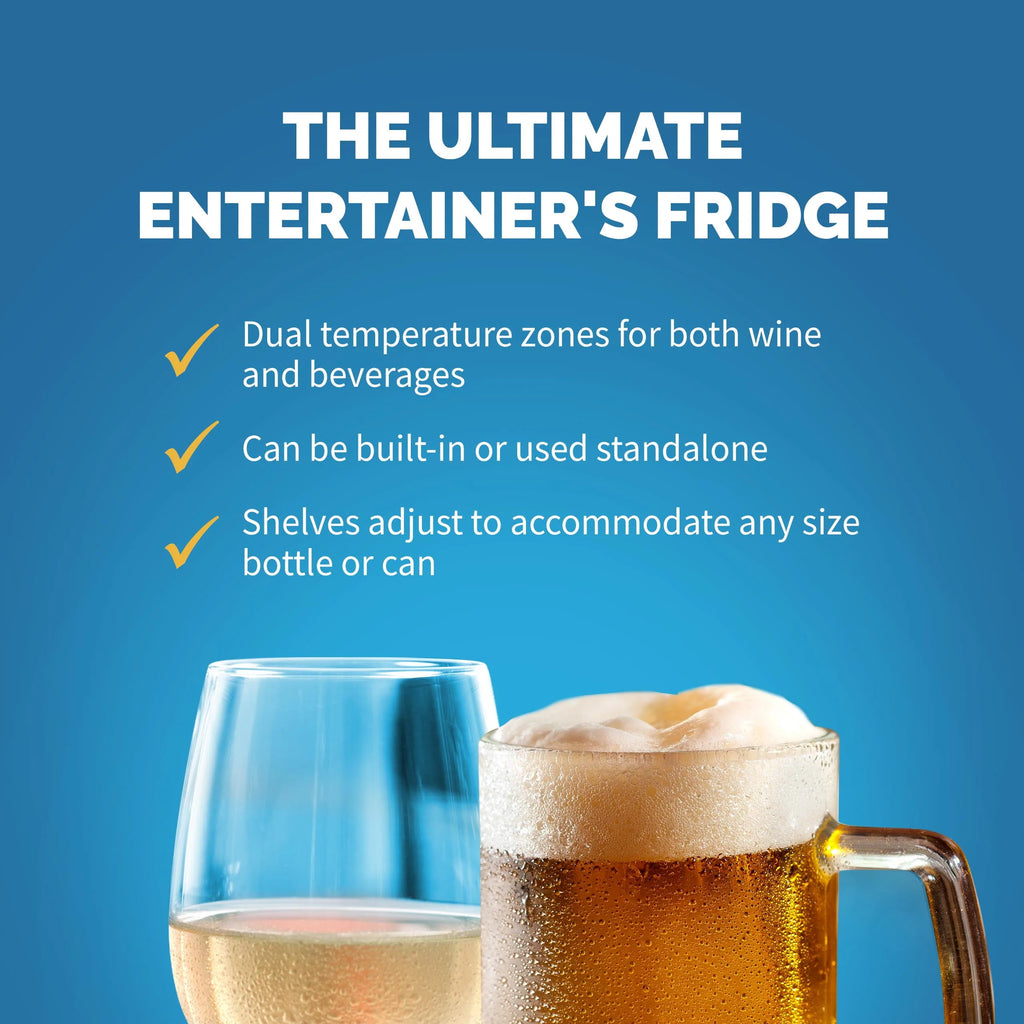 18 Bottle 60 Can Dual Zone Stainless Steel Wine and Beverage Refrigerator O360071