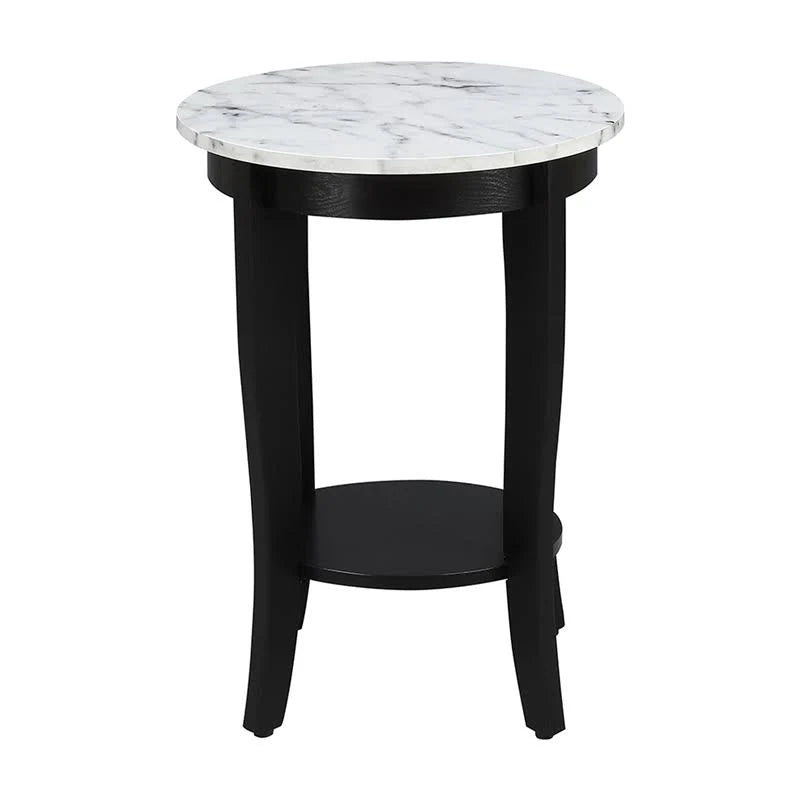 White Faux Marble Round End Table G870