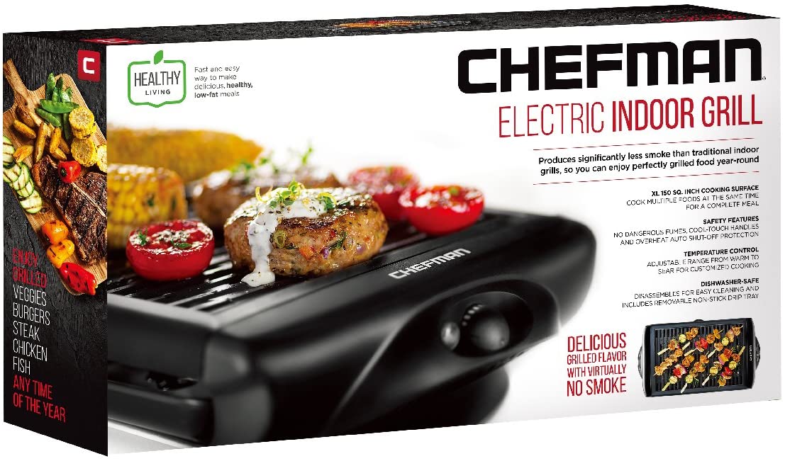 Black Electric Smokeless Indoor Grill with Non-Stick Cooking Surface A81913