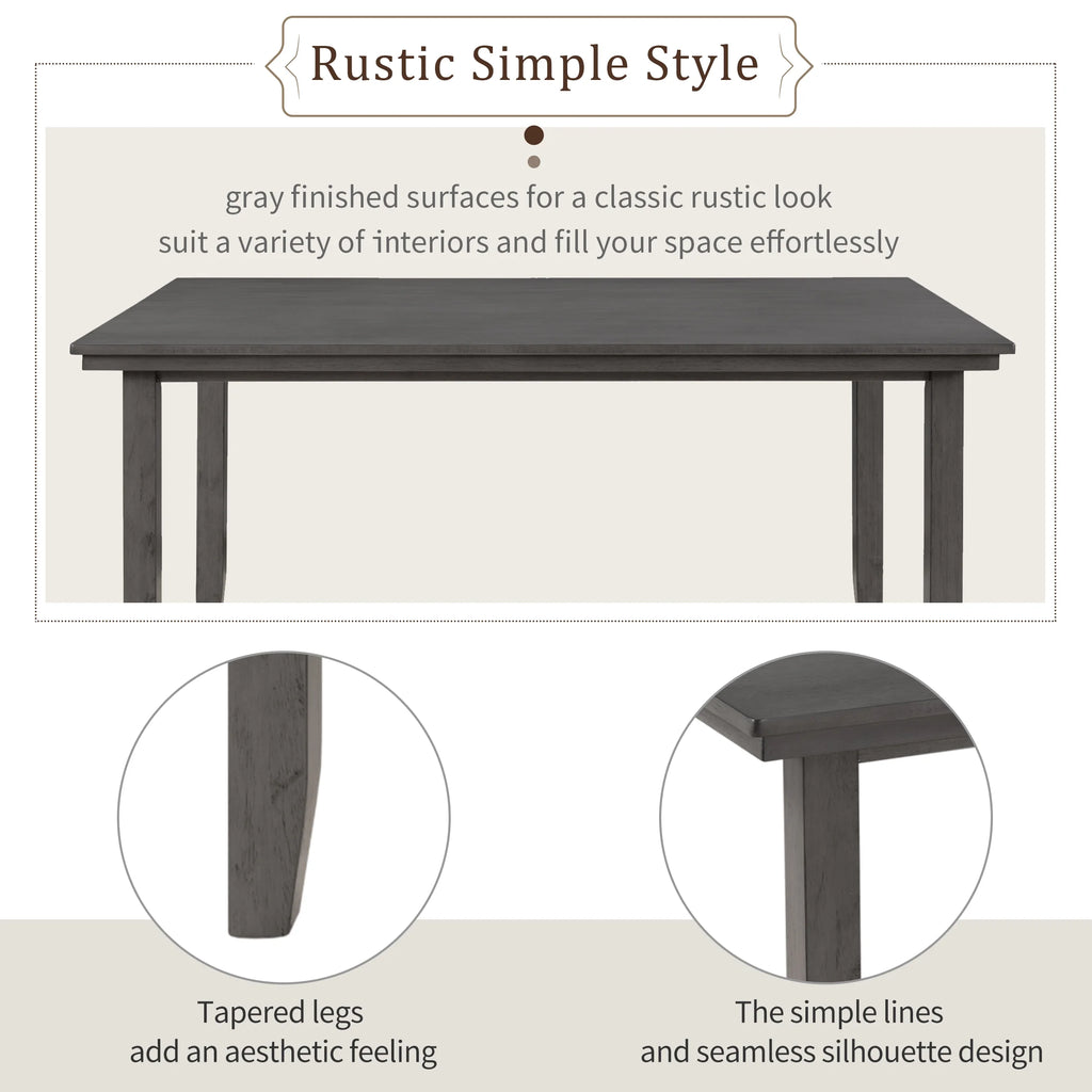 Gray Wood Dining Table and Chairs with Bench W2526