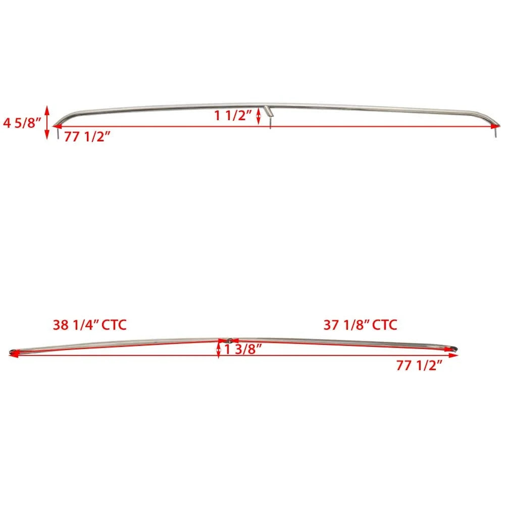 316LS 77 1/2 Inch SS Boat Bow Grab Rails (Pair) N90763