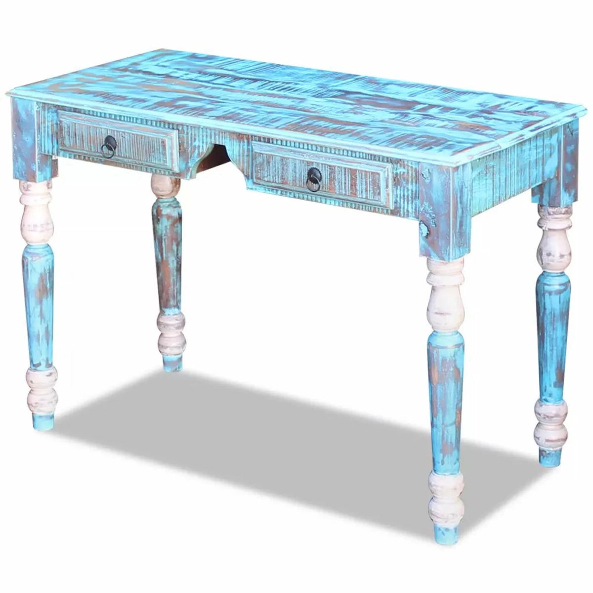 Retro Desk with 2 Storage Drawers Reclaimed Wood Writing Desk S97920
