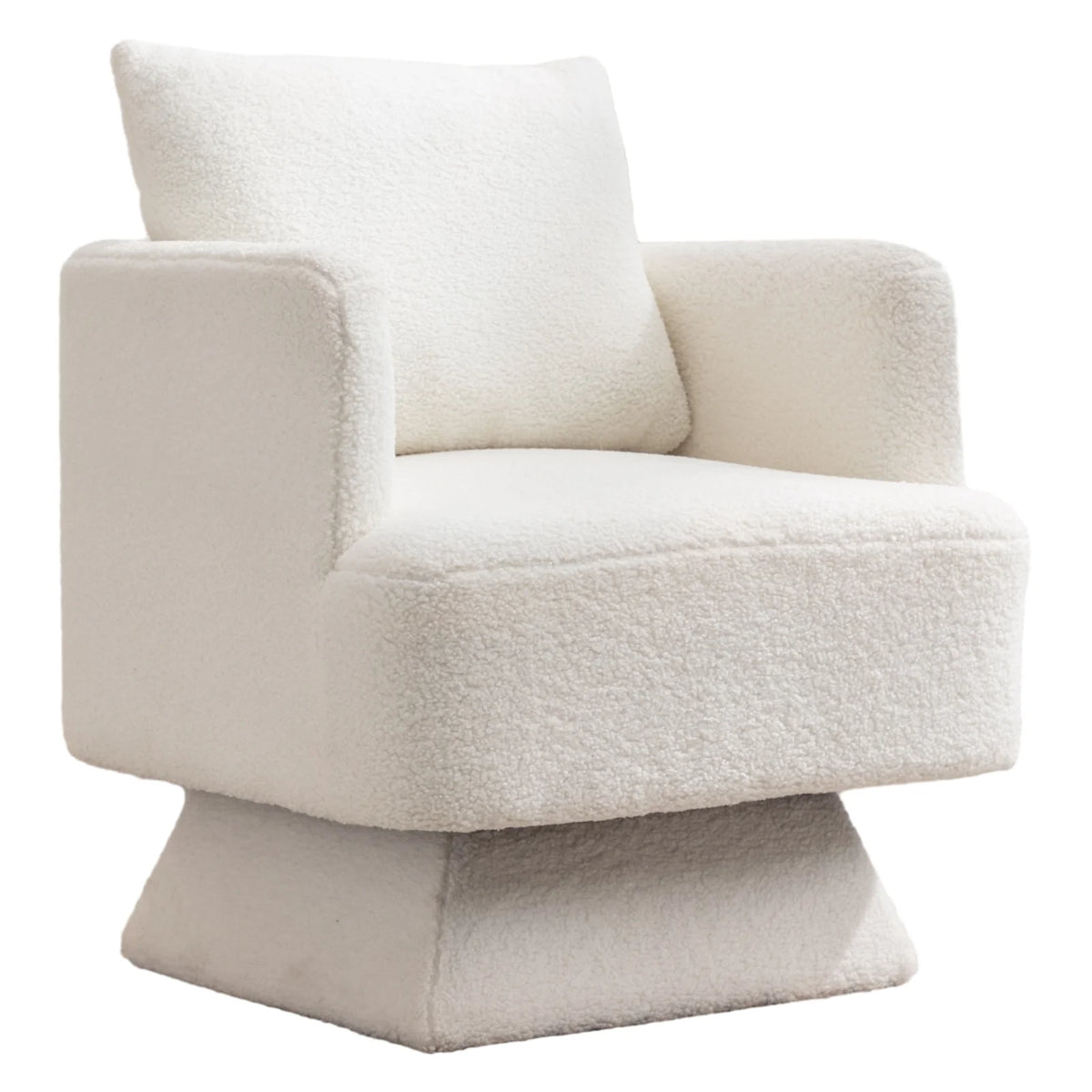 Beige Lamb Wool Swivel Accent Chair Y389