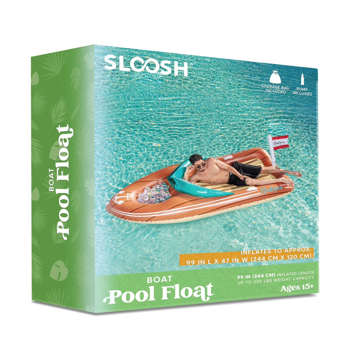8 ft Inflatable Boat Pool Float with Reinforced Cooler V1769