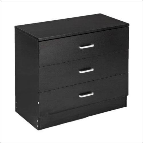 Black 3 Drawer Wood End Side Table Q740