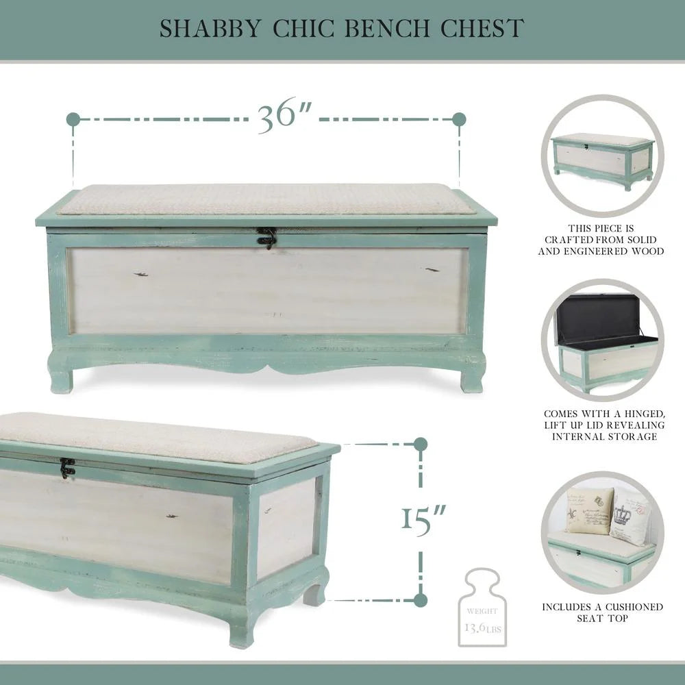 Shabby Bench Chest with Seat Cushion J72981