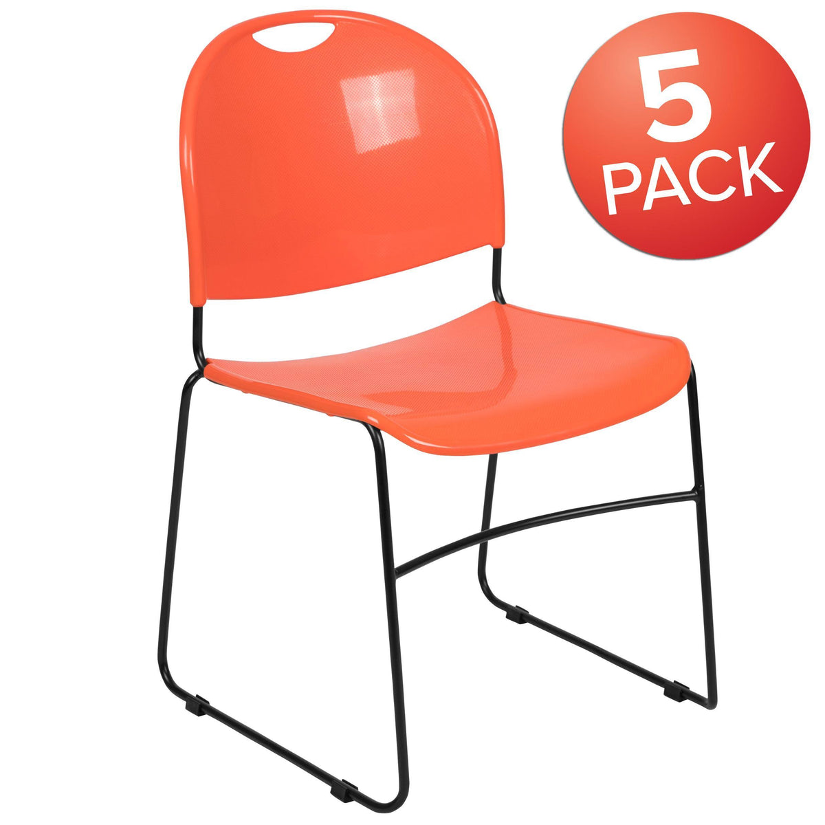 Orange Ultra-Compact Stack Chair with Black Powder Coated Frame J170
