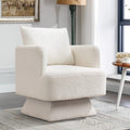 Beige Lamb Wool Swivel Accent Chair Y389