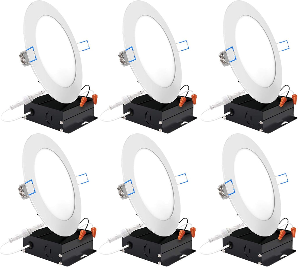 6 Pack 6 Inch Ultra Thin LED Recessed Ceiling Lights, 2700K Soft White, Dimmable 14W, 850 LM, Canless H919