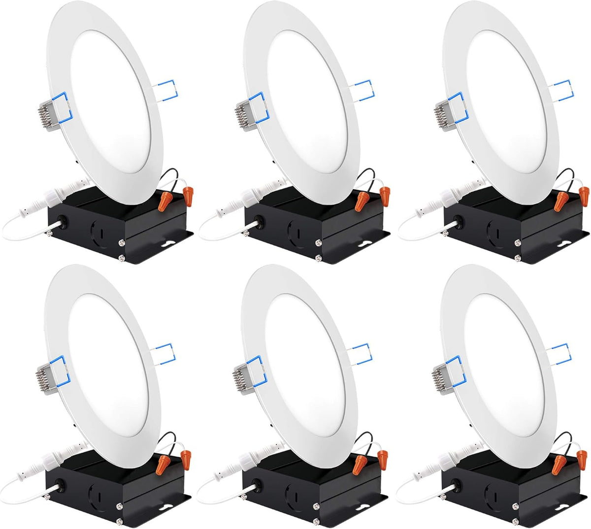 6 Pack 6 Inch Ultra Thin LED Recessed Ceiling Lights, 2700K Soft White, Dimmable 14W, 850 LM, Canless H919