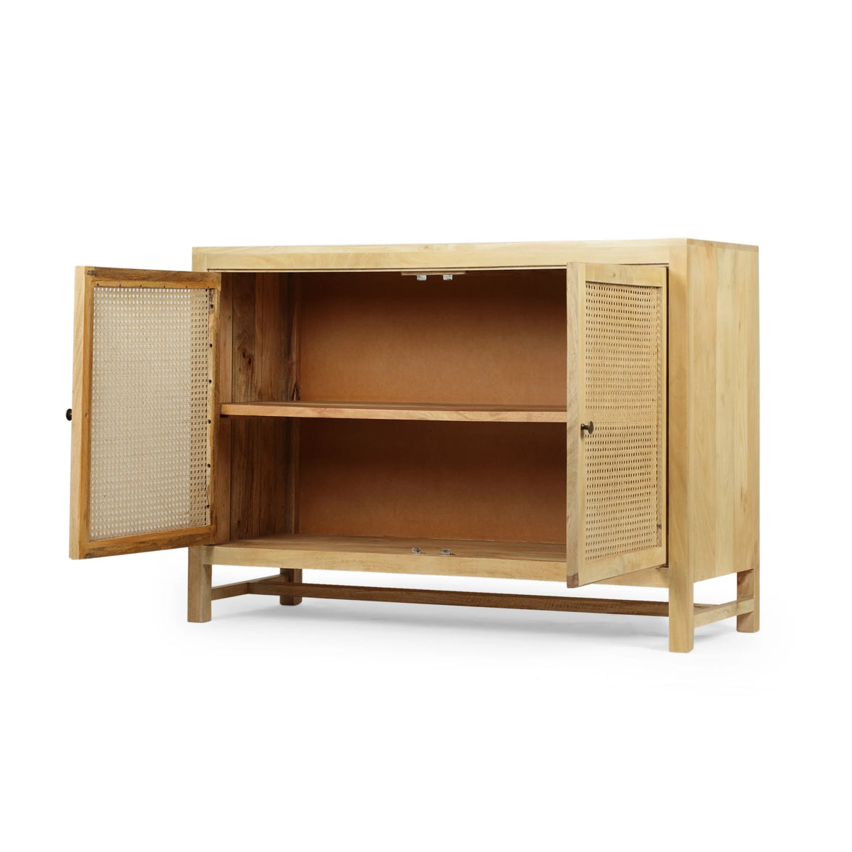 2 Door Mango Wood Cabinet with Wicker Caning W524583
