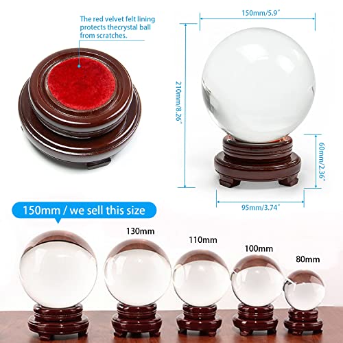 150mm Clear Crystal Ball with Wooden Stand D23870