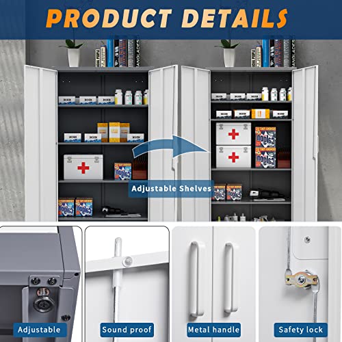 Metal Garage Storage Cabinet with 2 Doors and 5 Adjustable Shelves J780715
