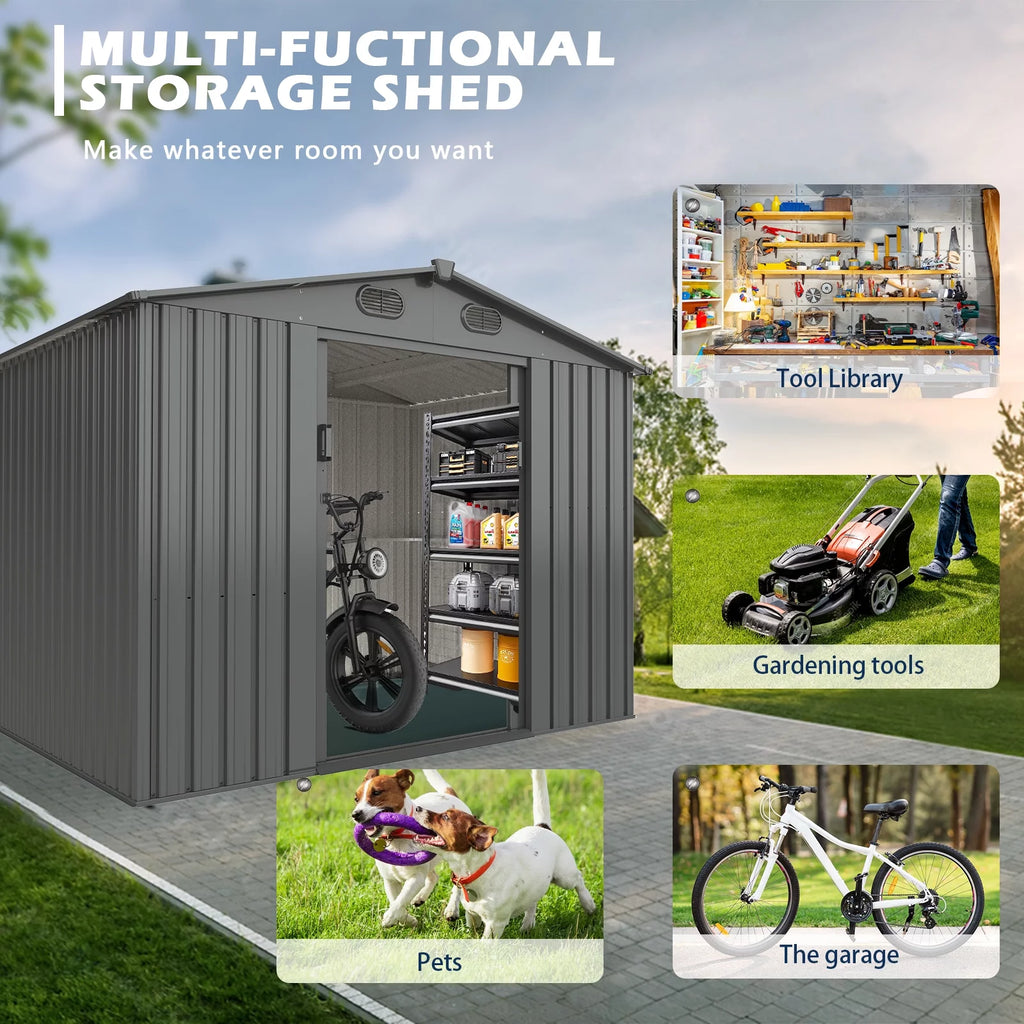20x13 ft Metal Garage Shed with 2 Doors and 4 Vents F137321