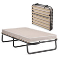 Portable Folding Guest Bed Cot with Memory Foam Mattress Twin Size Y645336