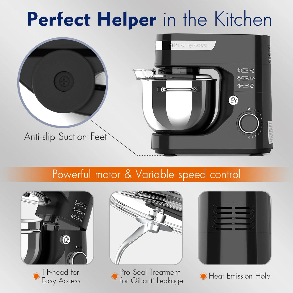 5.5Qt 12-Speed Tilt-Head Electric Kitchen Mixer with Stainless Steel Bowl H710827