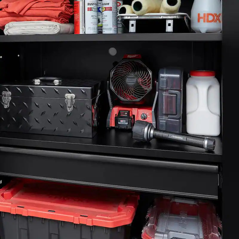 Extra Wide Heavy Duty 20-Gauge Steel Freestanding Garage Cabinet in Black D315
